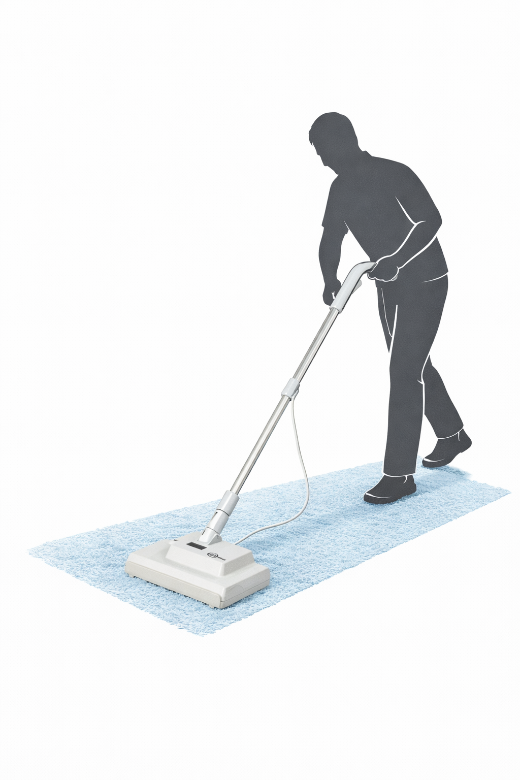 Pomocí rotačního kartáčového stroje, se prostředek zapracuje hluboko do vláken koberce.